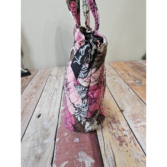 Vera Bradley Quilted Mocha Rouge Shoulder Handbag Zipper Floral 2011 Purse - Picture 4 of 13